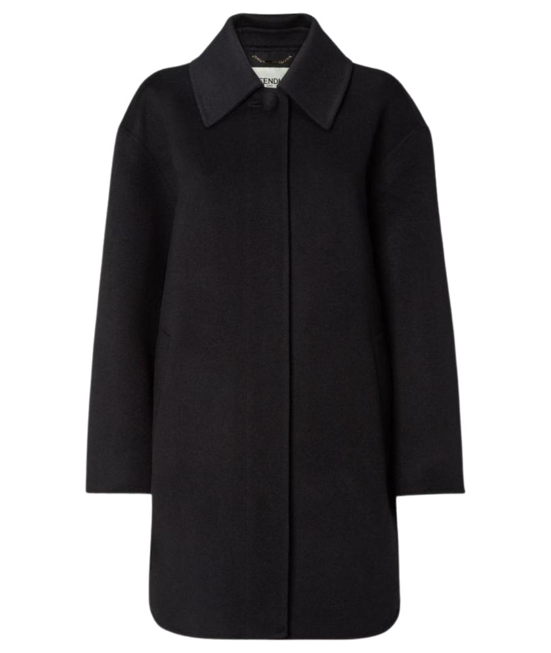 FENDI Черное шерстяное пальто, фото 1