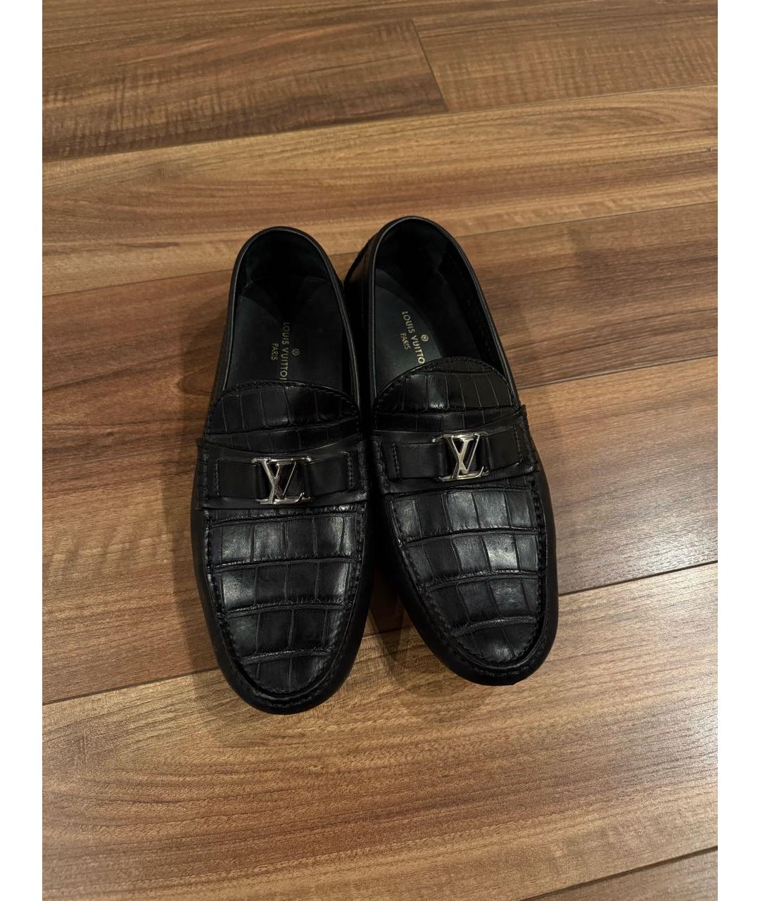 LOUIS VUITTON Черные мокасины из экзотической кожи, фото 6