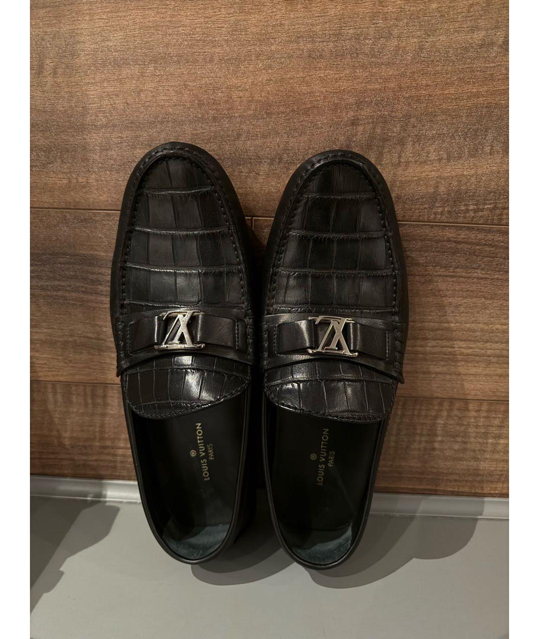 LOUIS VUITTON Черные мокасины из экзотической кожи, фото 3