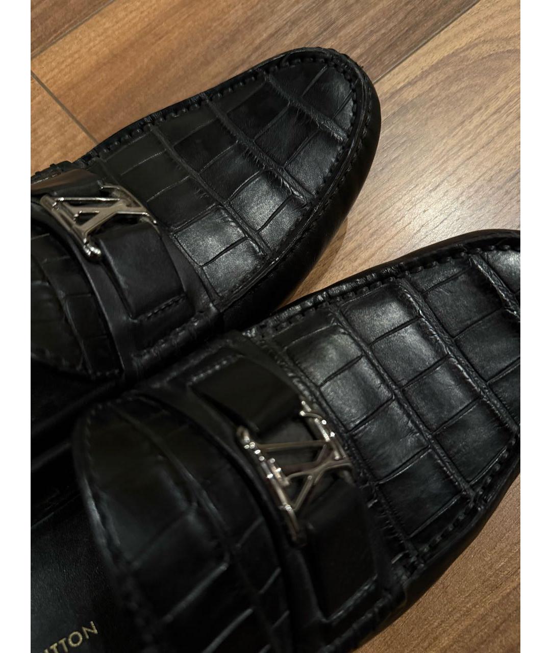 LOUIS VUITTON Черные мокасины из экзотической кожи, фото 5