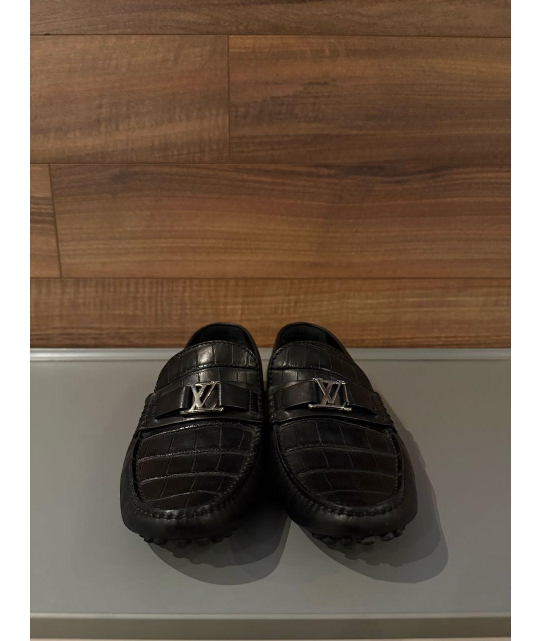 LOUIS VUITTON Черные мокасины из экзотической кожи, фото 2