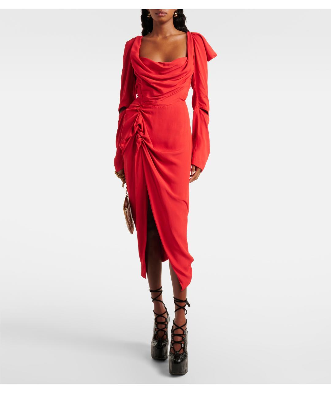VIVIENNE WESTWOOD Красное вискозное коктейльное платье, фото 2