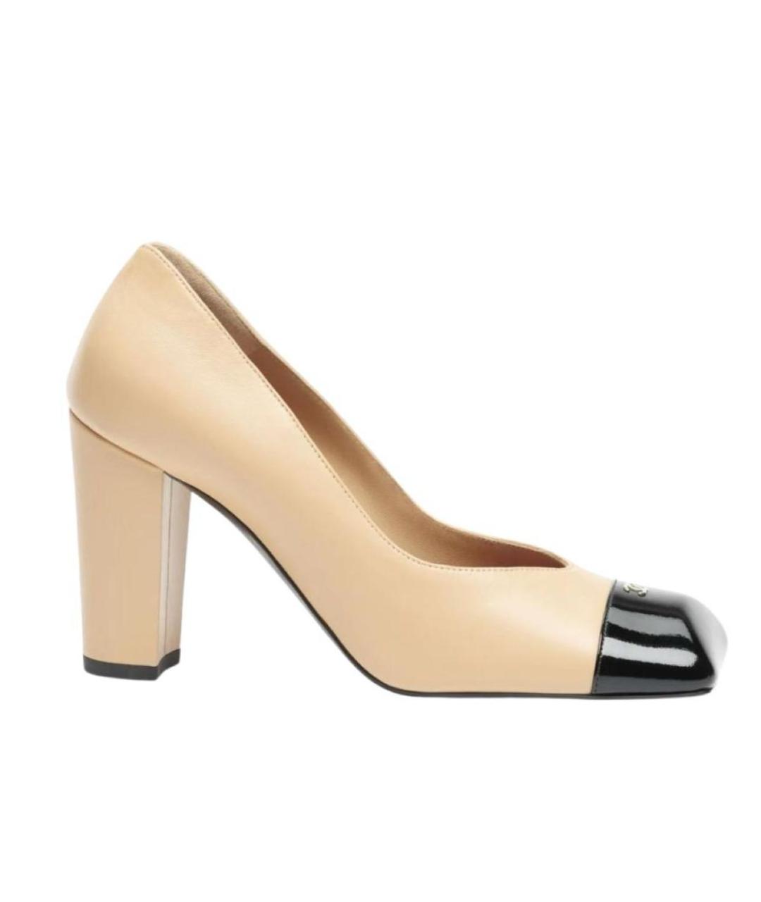 CHANEL Бежевые кожаные туфли, фото 4