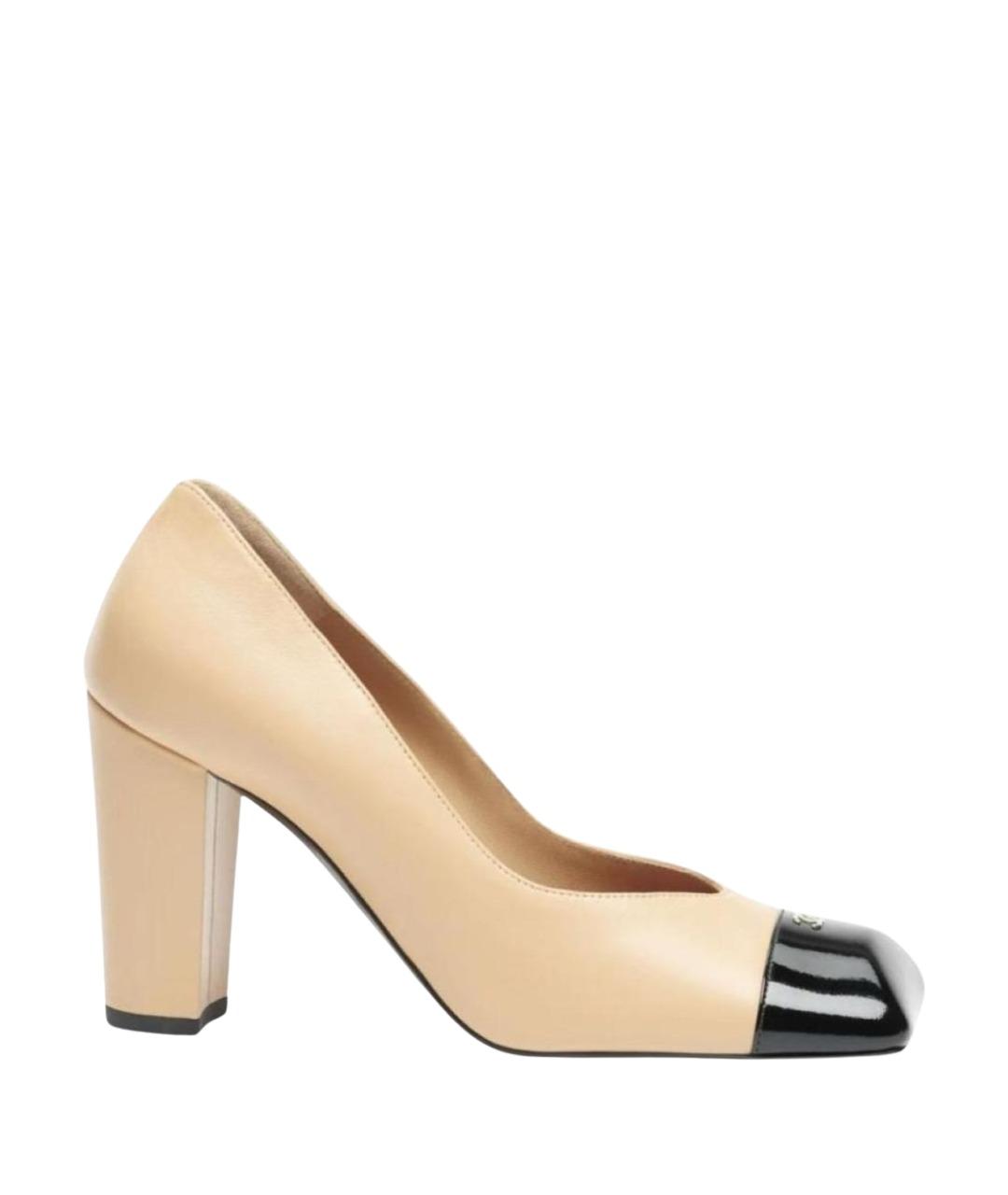 CHANEL Бежевые кожаные туфли, фото 1