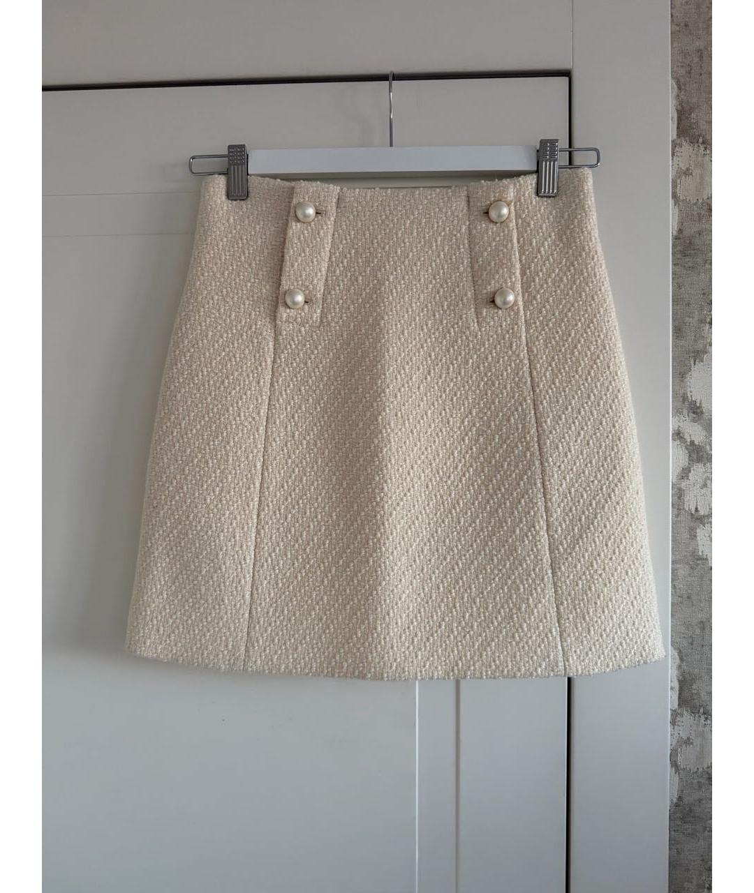 SANDRO Бежевая твидовая юбка мини, фото 9