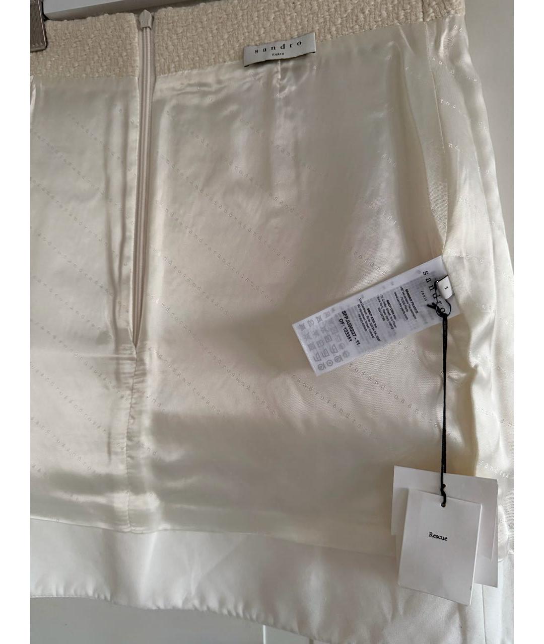 SANDRO Бежевая твидовая юбка мини, фото 3