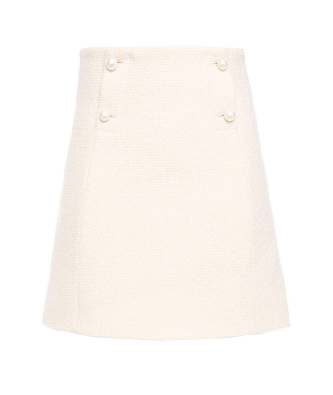 SANDRO Бежевая твидовая юбка мини, фото 7