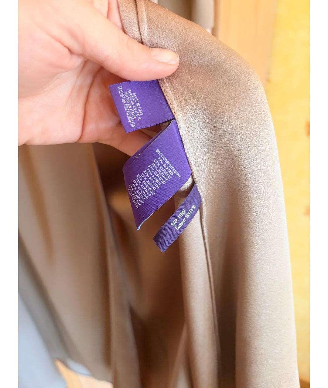 RALPH LAUREN PURPLE LABEL Бежевое вискозное повседневное платье, фото 6