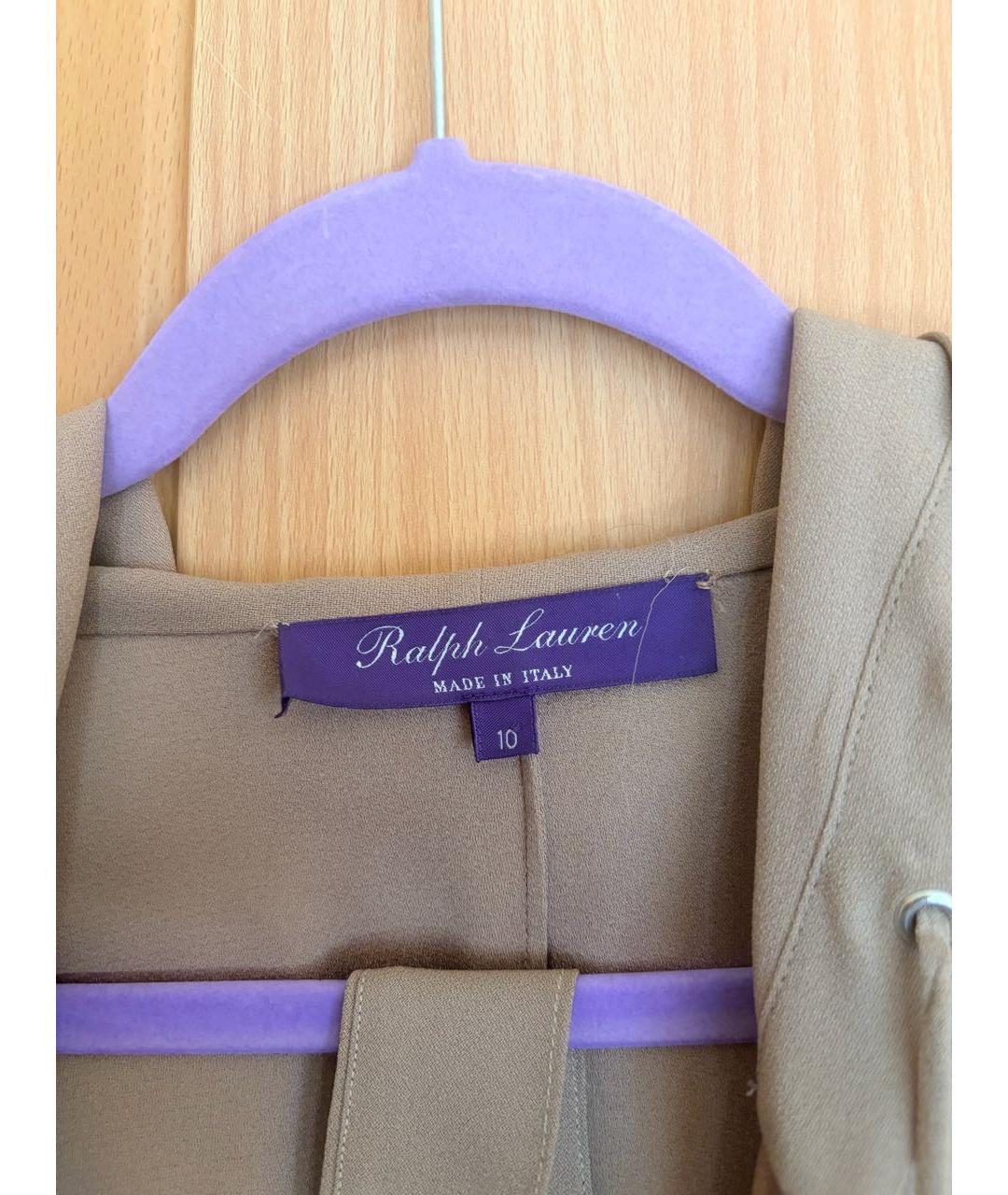 RALPH LAUREN PURPLE LABEL Бежевое вискозное повседневное платье, фото 3