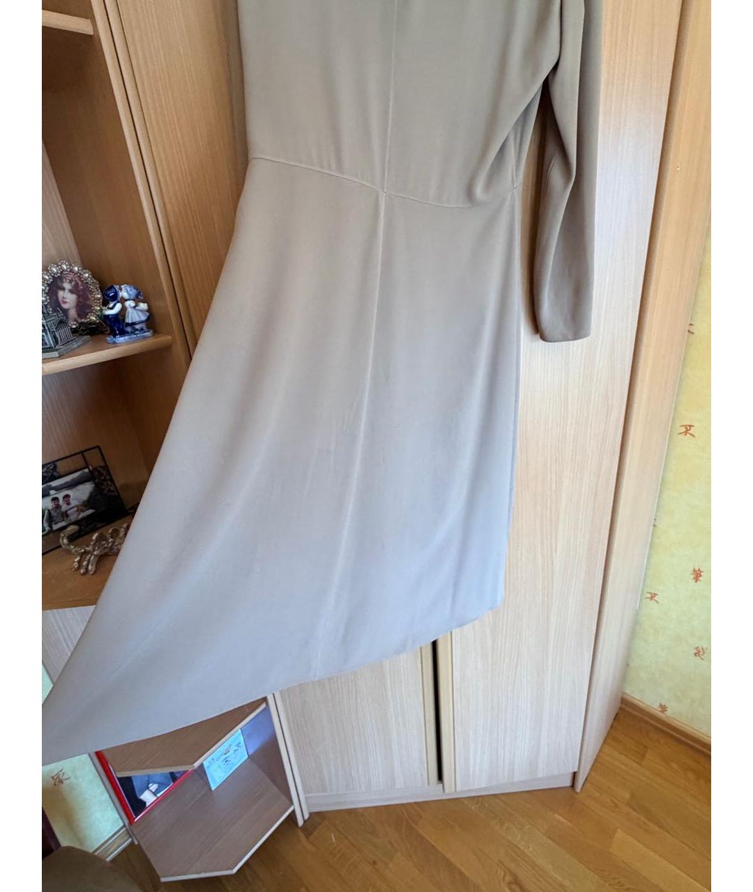 RALPH LAUREN PURPLE LABEL Бежевое вискозное повседневное платье, фото 4