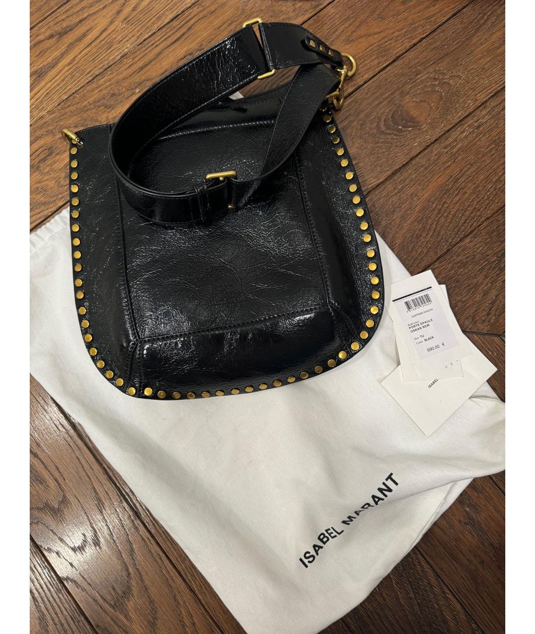 ISABEL MARANT Черная сумка через плечо из лакированной кожи, фото 2