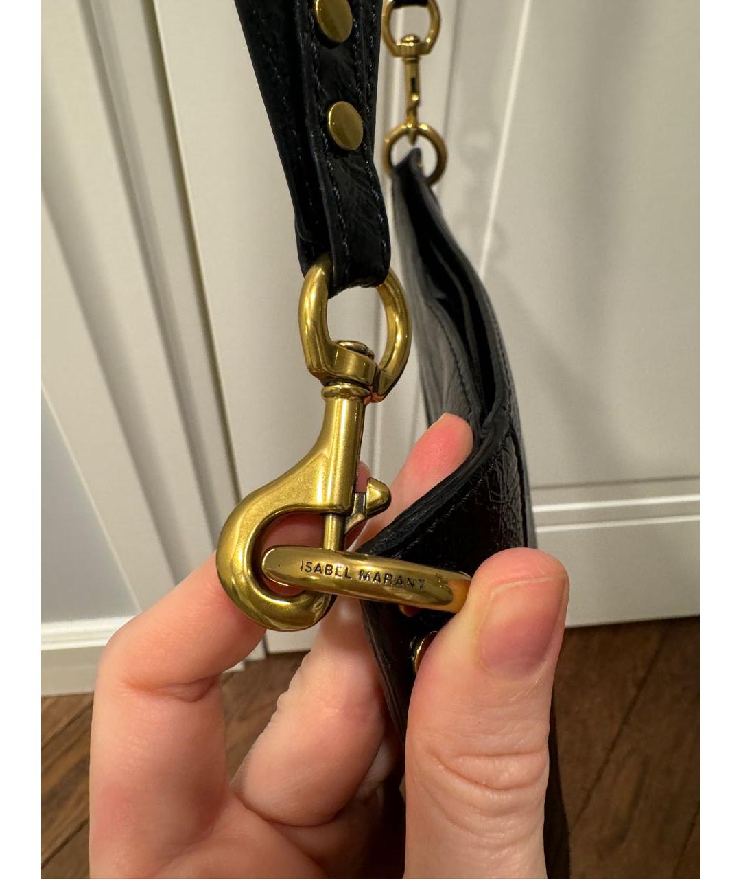 ISABEL MARANT Черная сумка через плечо из лакированной кожи, фото 7