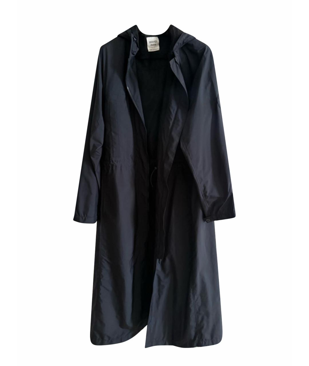 HERMES Темно-синий полиэстеровый тренч/плащ, фото 1