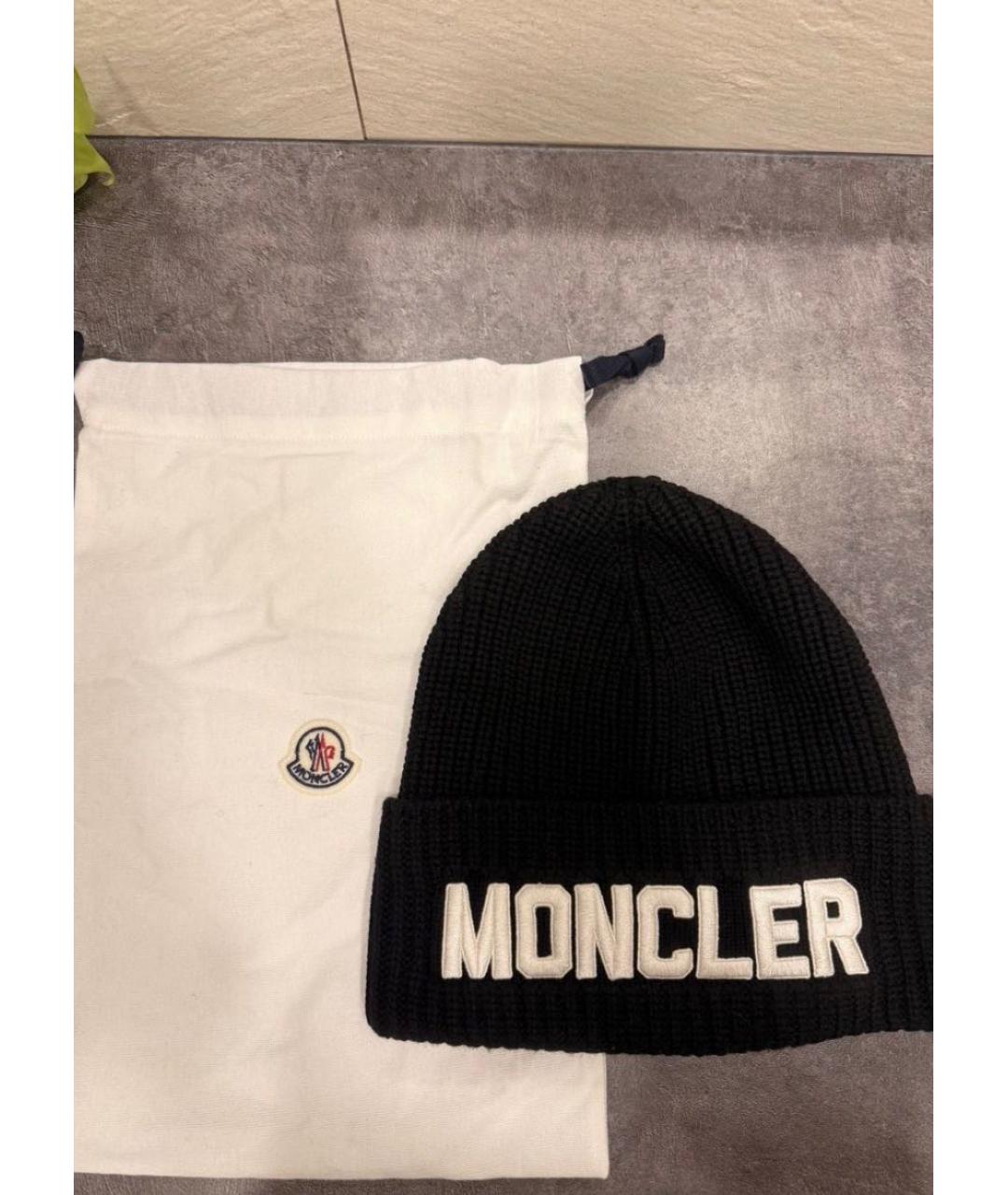 MONCLER Черная шерстяная шапка, фото 2