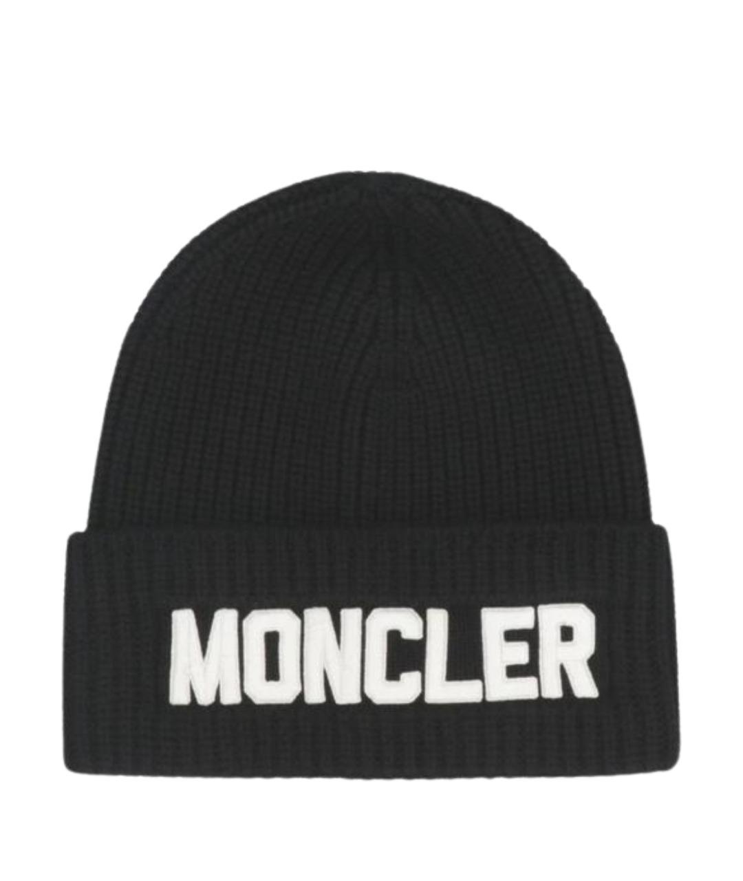 MONCLER Черная шерстяная шапка, фото 1