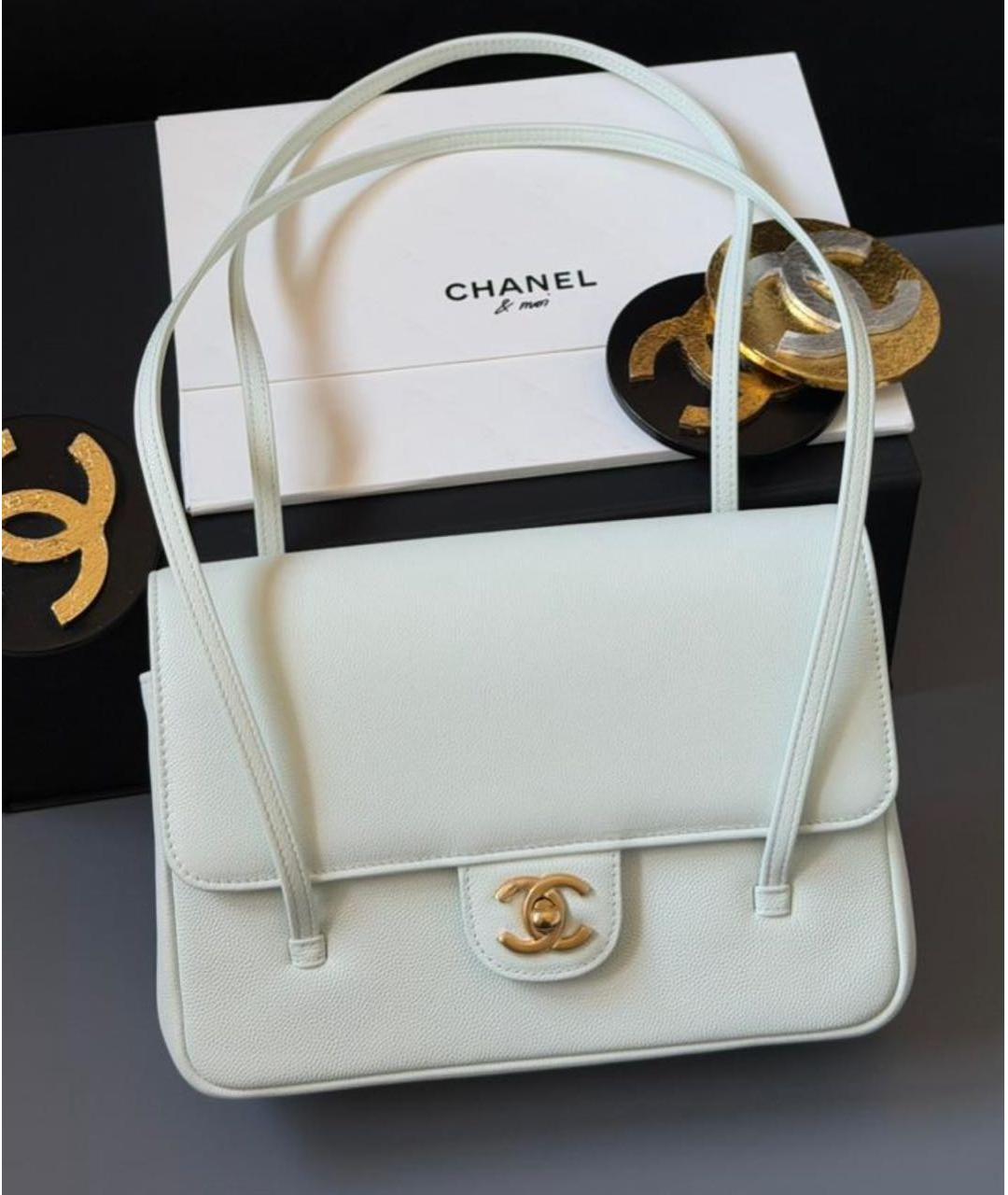 CHANEL Белая кожаная сумка через плечо, фото 3