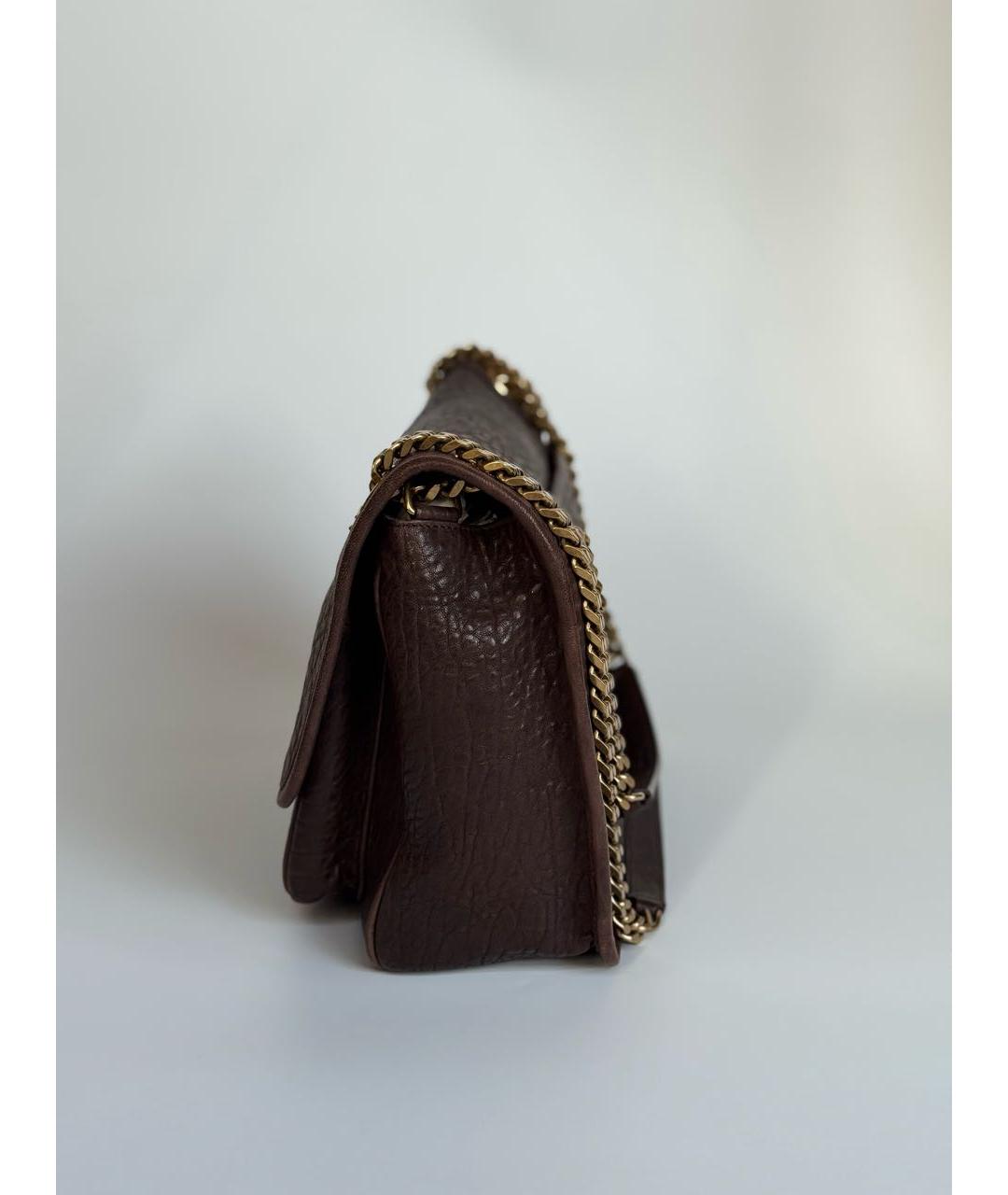 SAINT LAURENT Коричневая кожаная сумка через плечо, фото 7