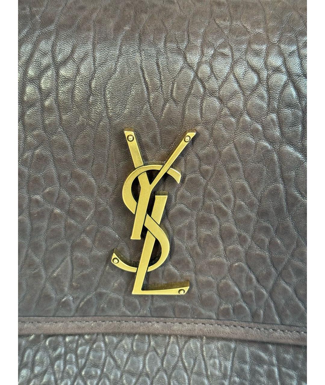 SAINT LAURENT Коричневая кожаная сумка через плечо, фото 6