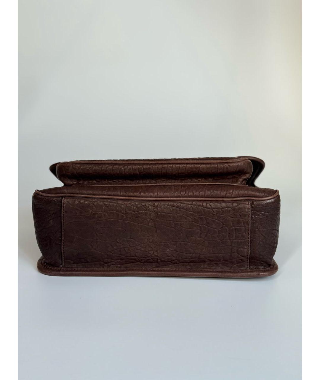 SAINT LAURENT Коричневая кожаная сумка через плечо, фото 5