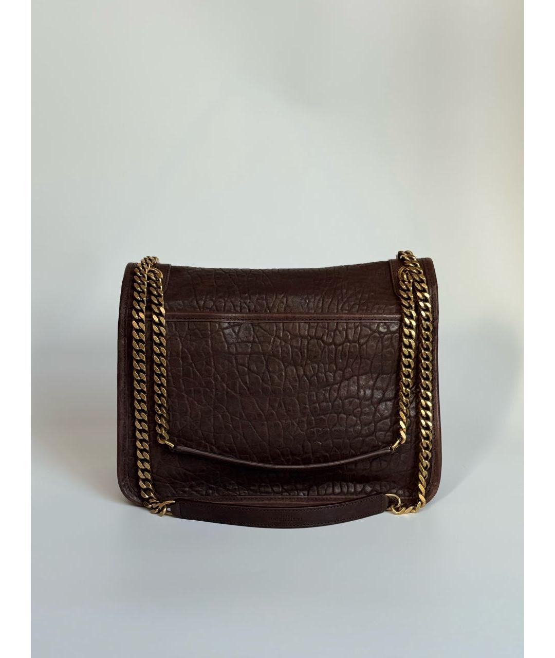 SAINT LAURENT Коричневая кожаная сумка через плечо, фото 3