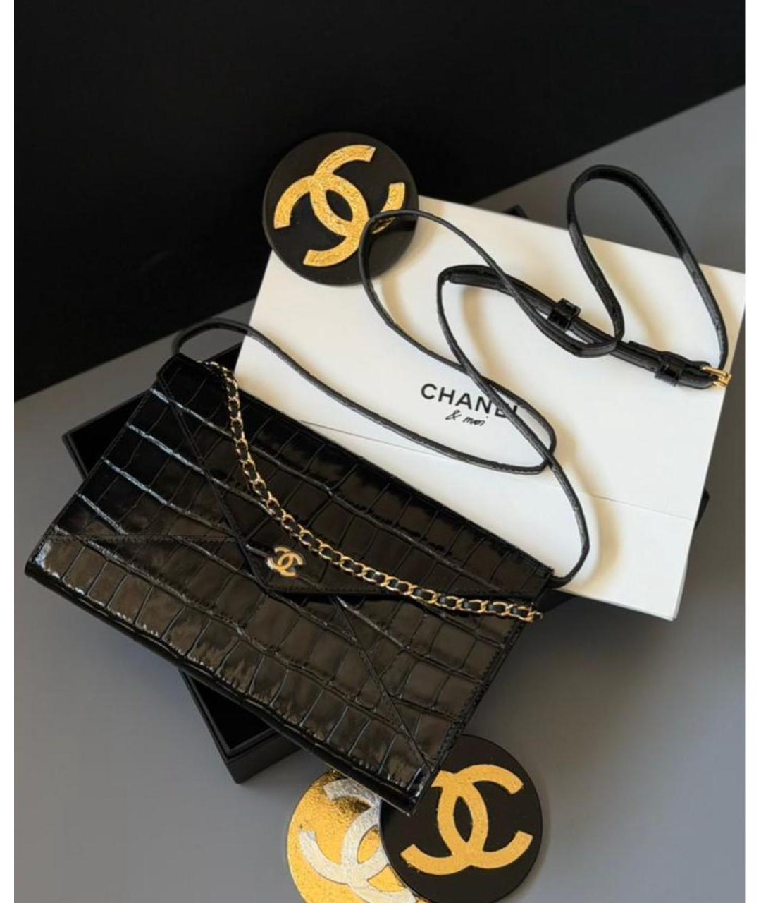 CHANEL Черная кожаная сумка через плечо, фото 3