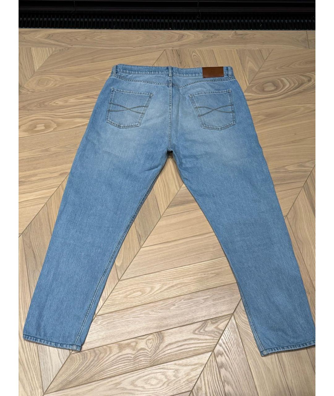 BRUNELLO CUCINELLI Голубые хлопковые джинсы, фото 2