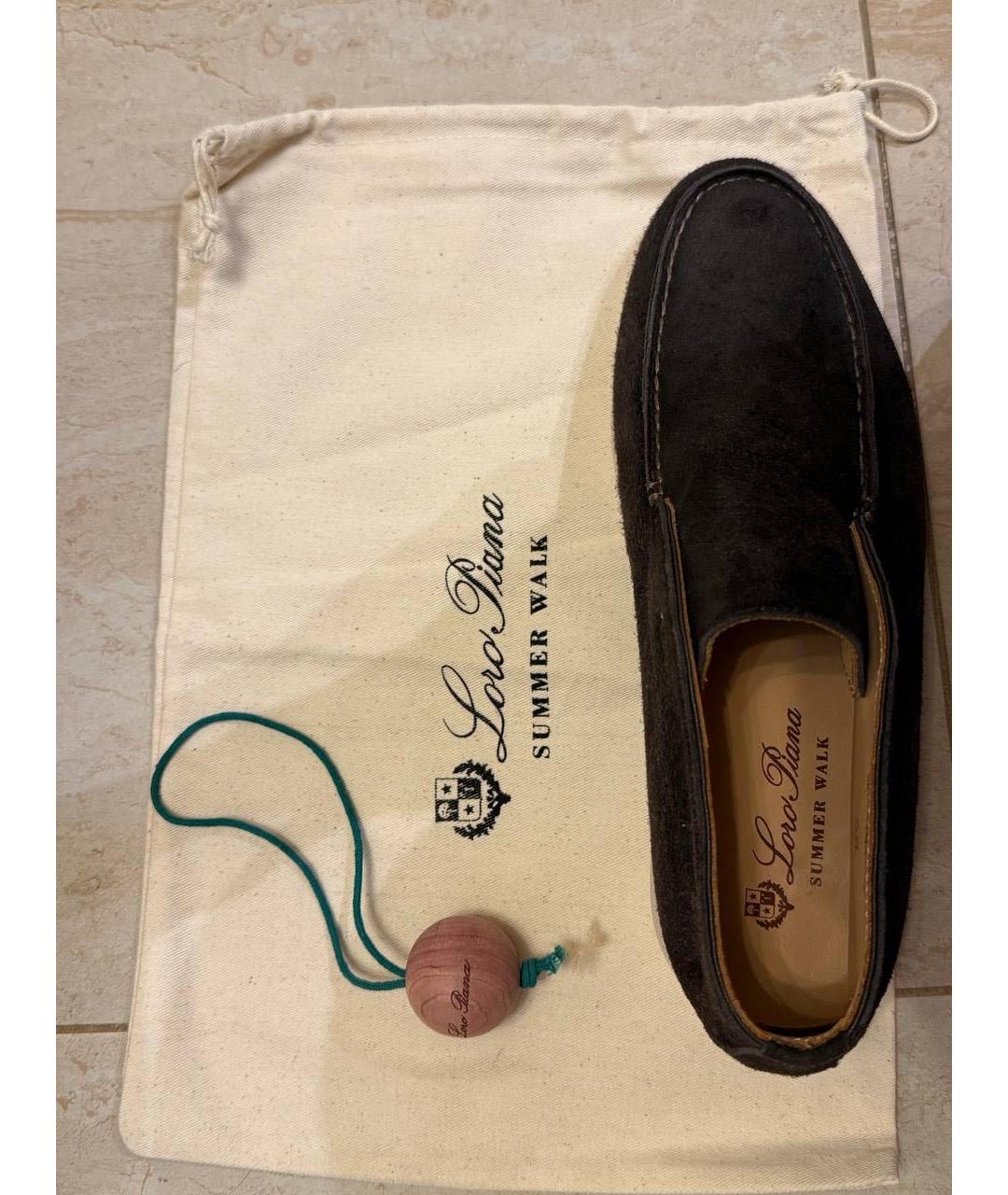 LORO PIANA Коричневые замшевые лоферы, фото 2