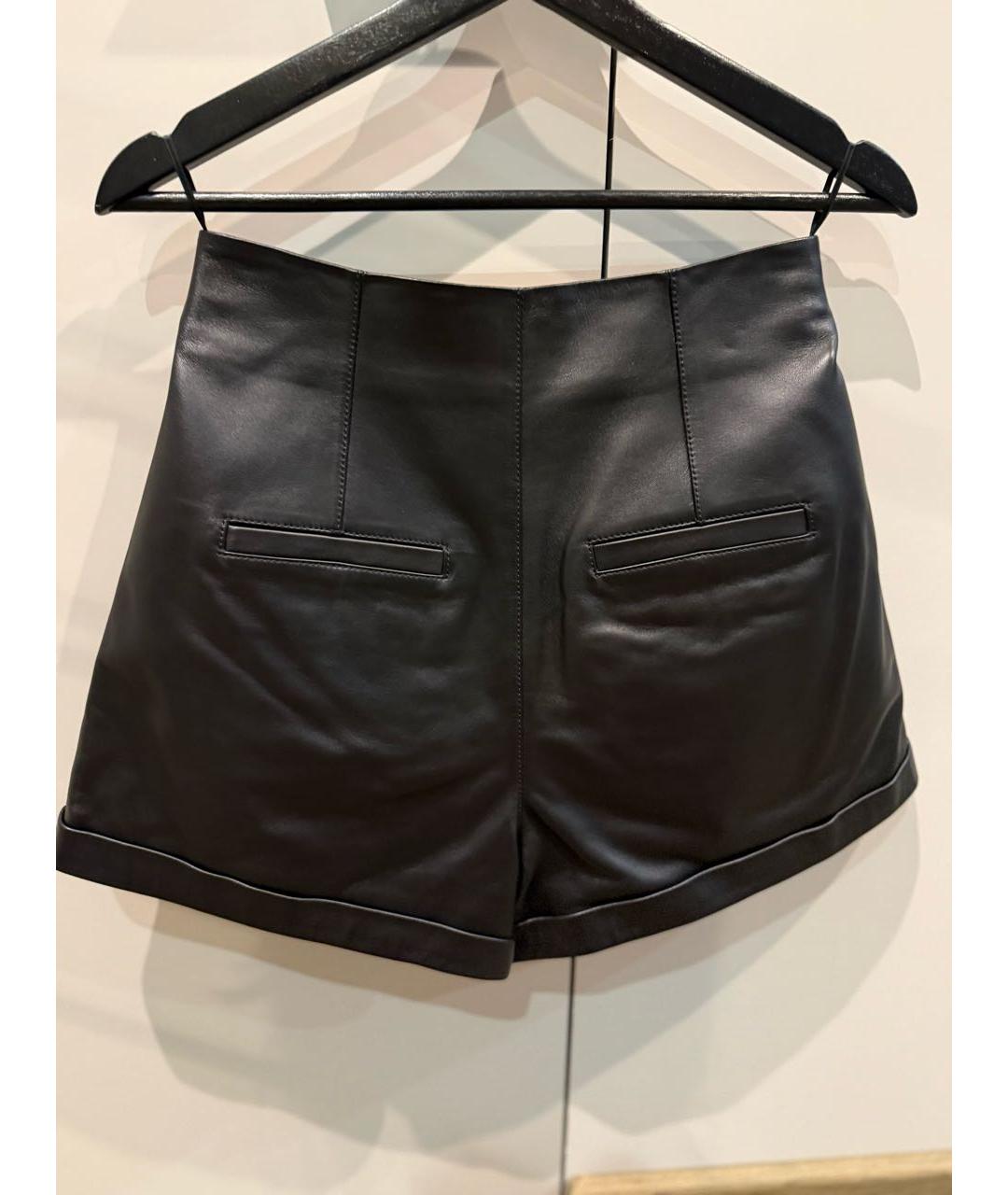 SAINT LAURENT Черные кожаные шорты, фото 2