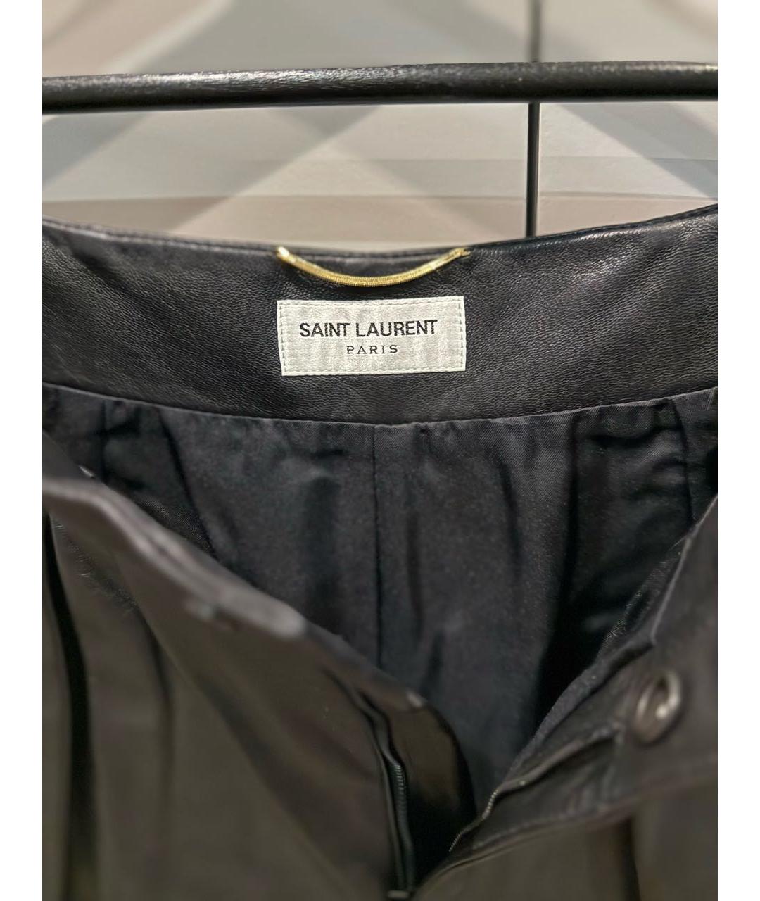 SAINT LAURENT Черные кожаные шорты, фото 3
