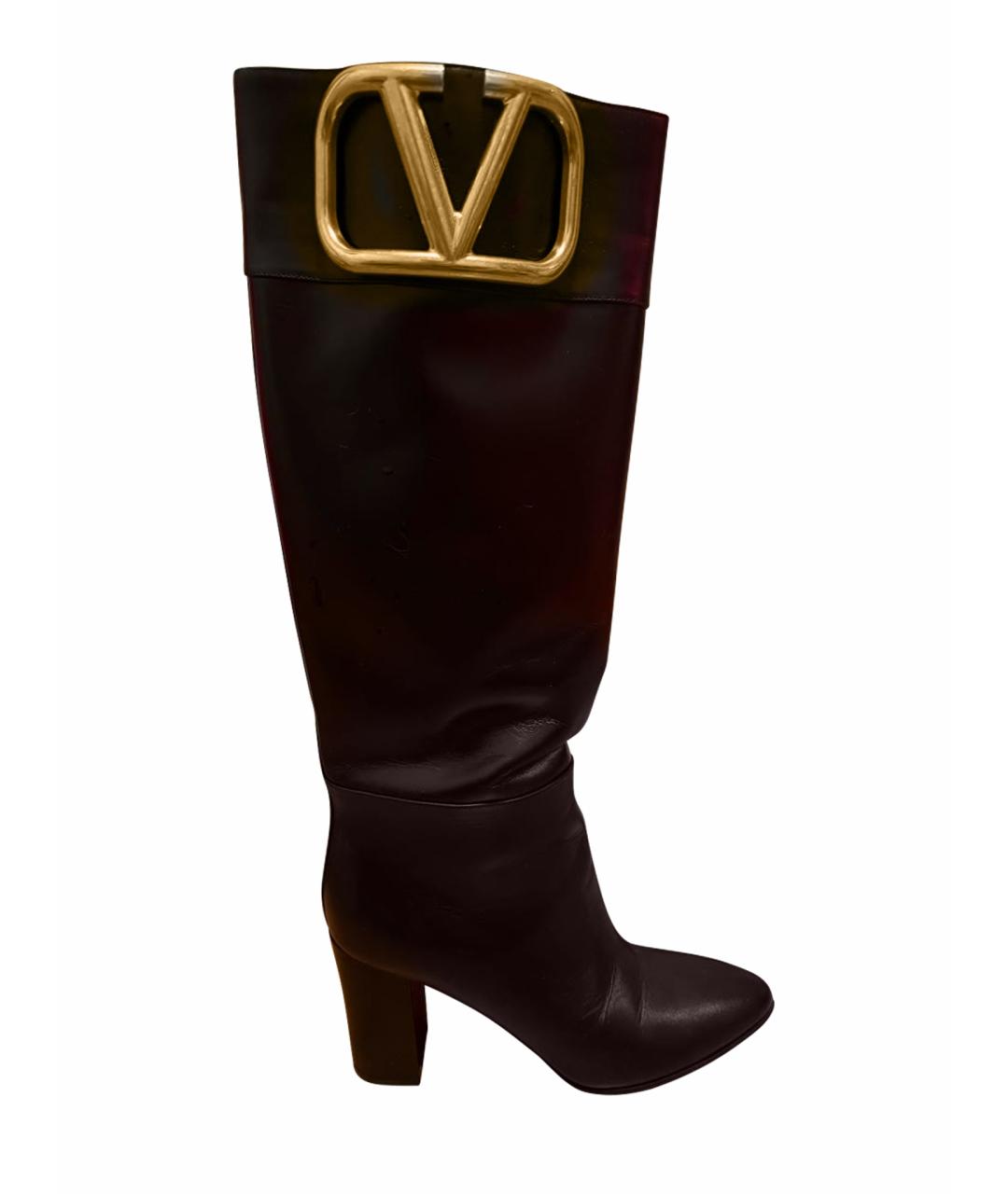 VALENTINO Черные кожаные сапоги, фото 1