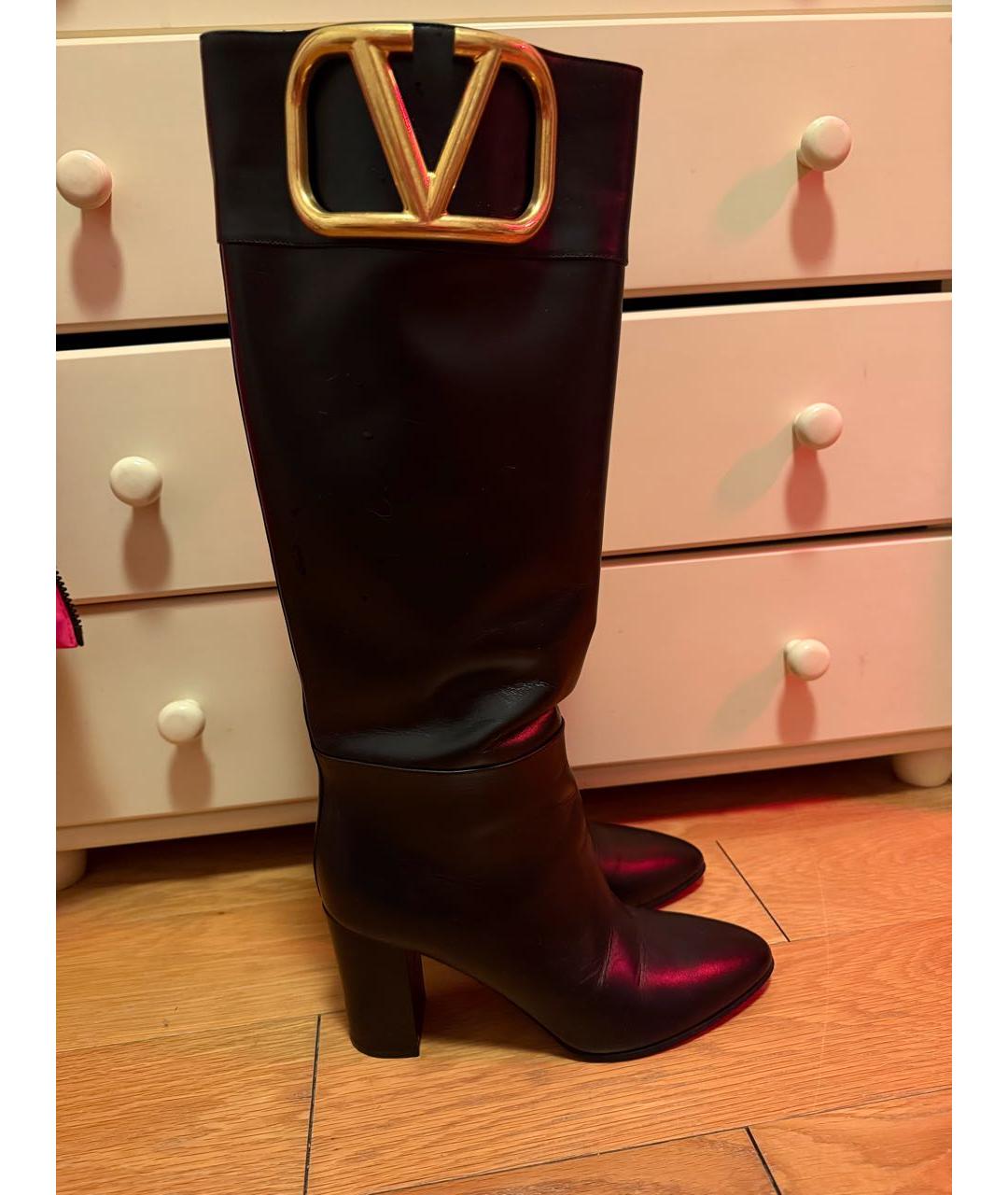 VALENTINO Черные кожаные сапоги, фото 7