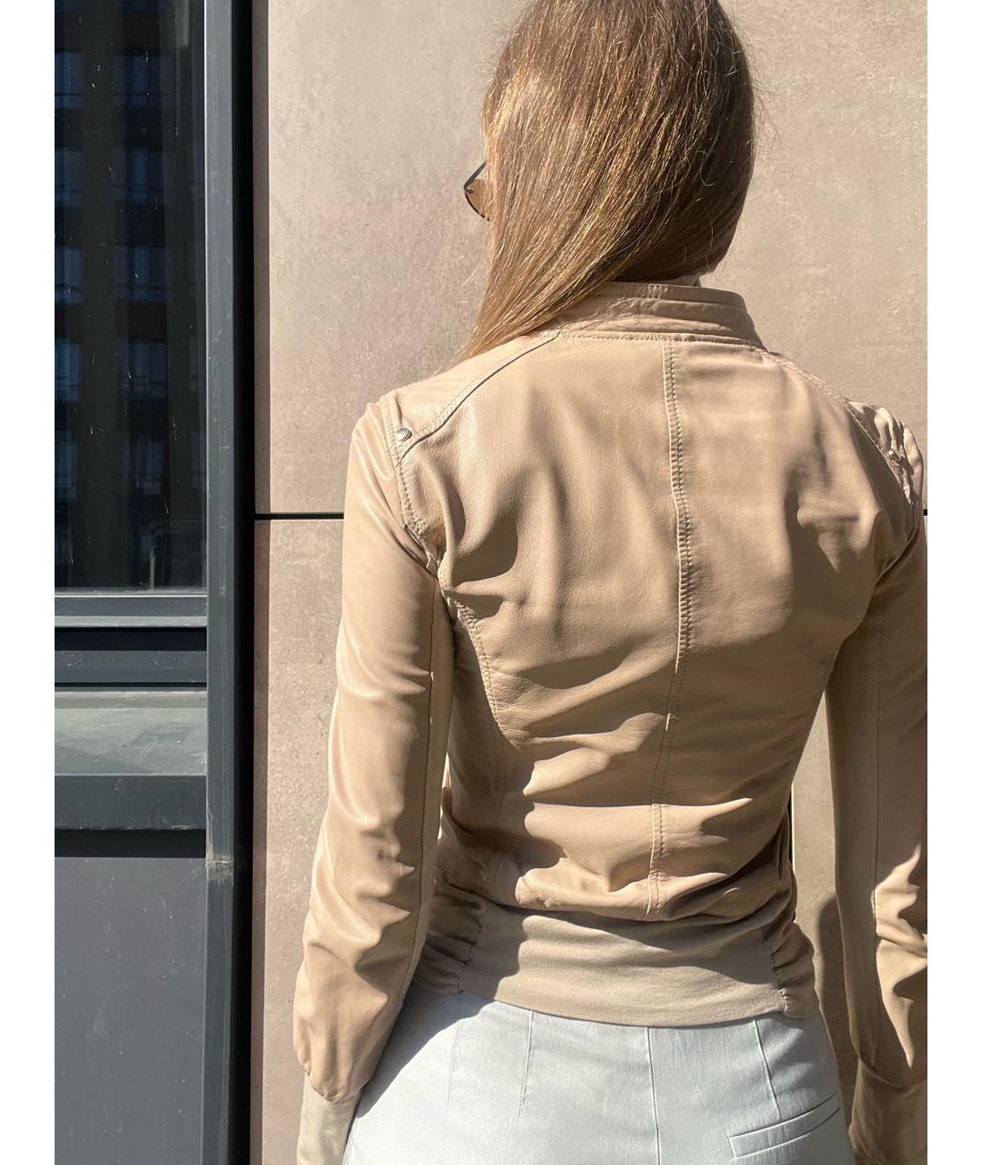 PATRIZIA PEPE Бежевая кожаная куртка, фото 2