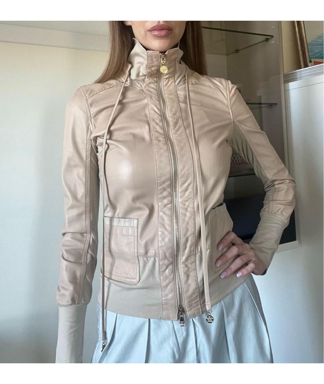 PATRIZIA PEPE Бежевая кожаная куртка, фото 8