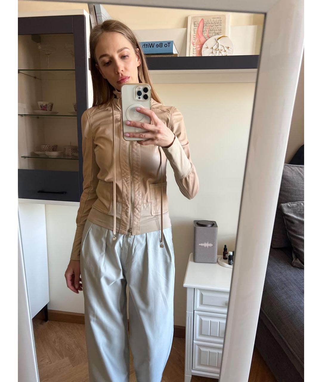 PATRIZIA PEPE Бежевая кожаная куртка, фото 5