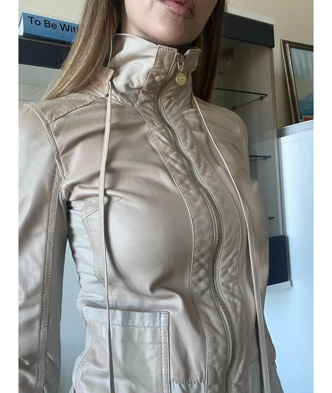 PATRIZIA PEPE Бежевая кожаная куртка, фото 3