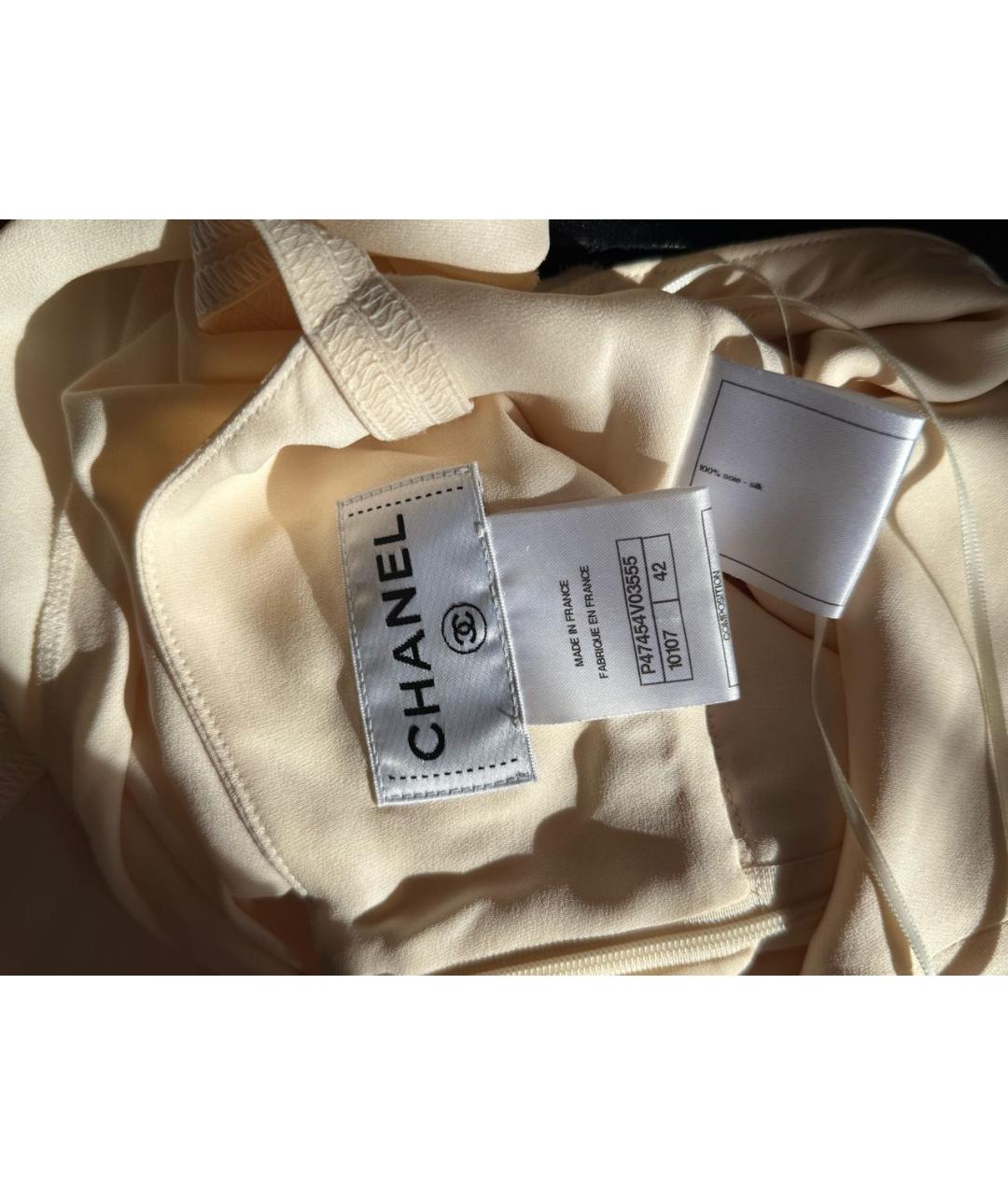 CHANEL Бежевое шелковое вечернее платье, фото 3