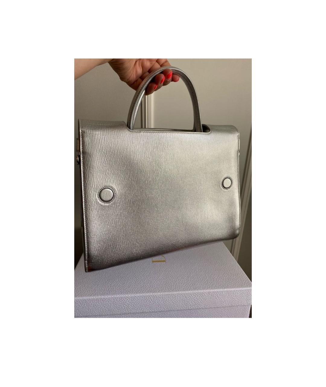 CHRISTIAN DIOR Серебряная кожаная сумка через плечо, фото 3