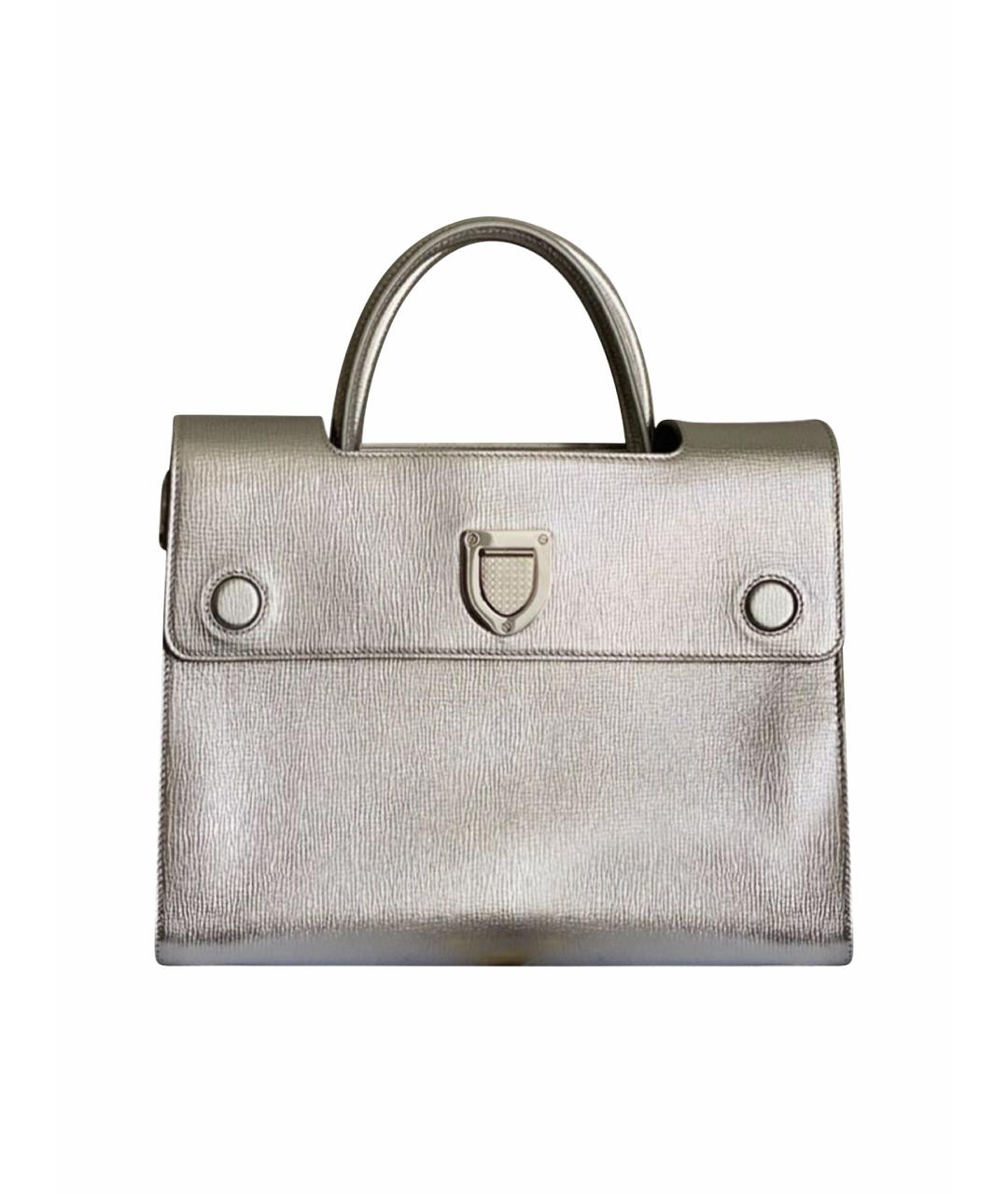 CHRISTIAN DIOR Серебряная кожаная сумка через плечо, фото 1