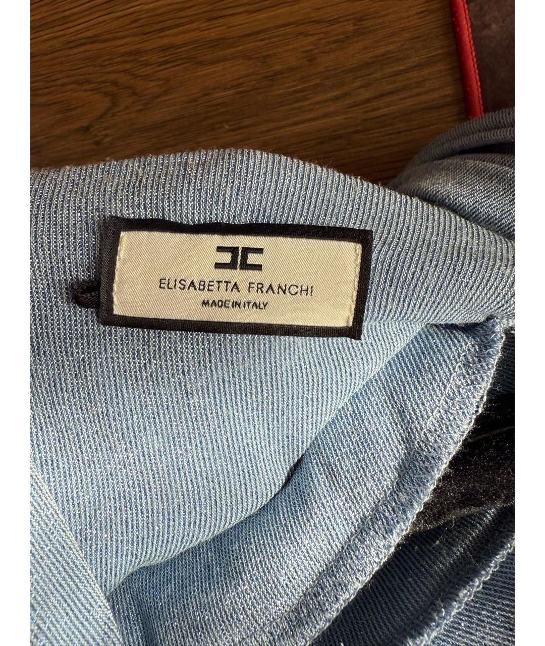 ELISABETTA FRANCHI Голубое вискозное вечернее платье, фото 3