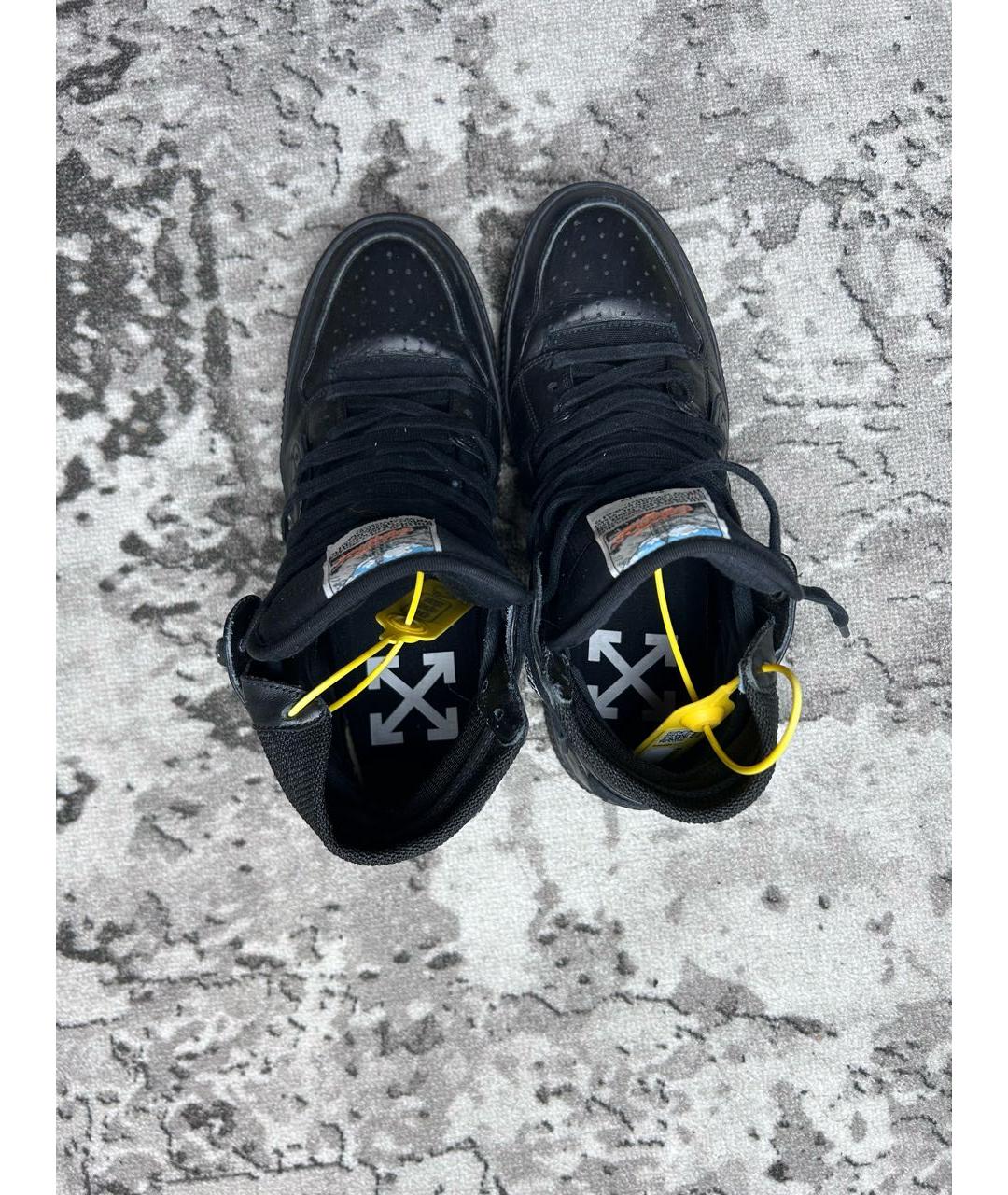 OFF-WHITE Черные кожаные высокие кроссовки / кеды, фото 3