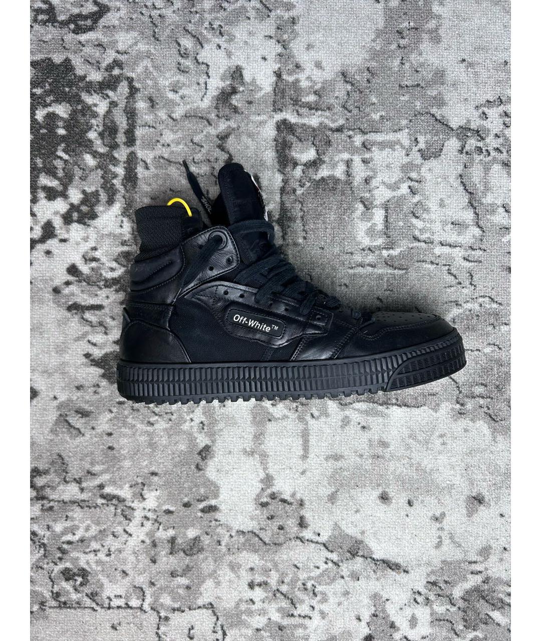 OFF-WHITE Черные кожаные высокие кроссовки / кеды, фото 8