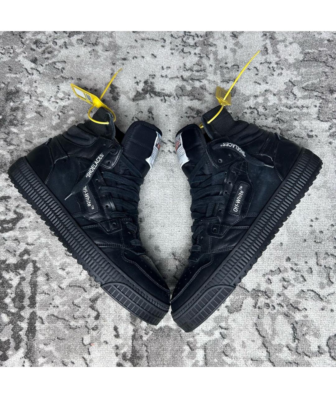 OFF-WHITE Черные кожаные высокие кроссовки / кеды, фото 6