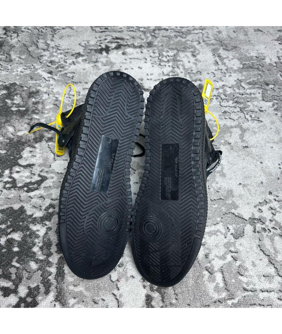 OFF-WHITE Черные кожаные высокие кроссовки / кеды, фото 7