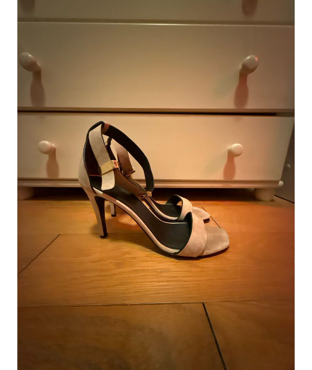 CELINE Бежевые замшевые босоножки, фото 7