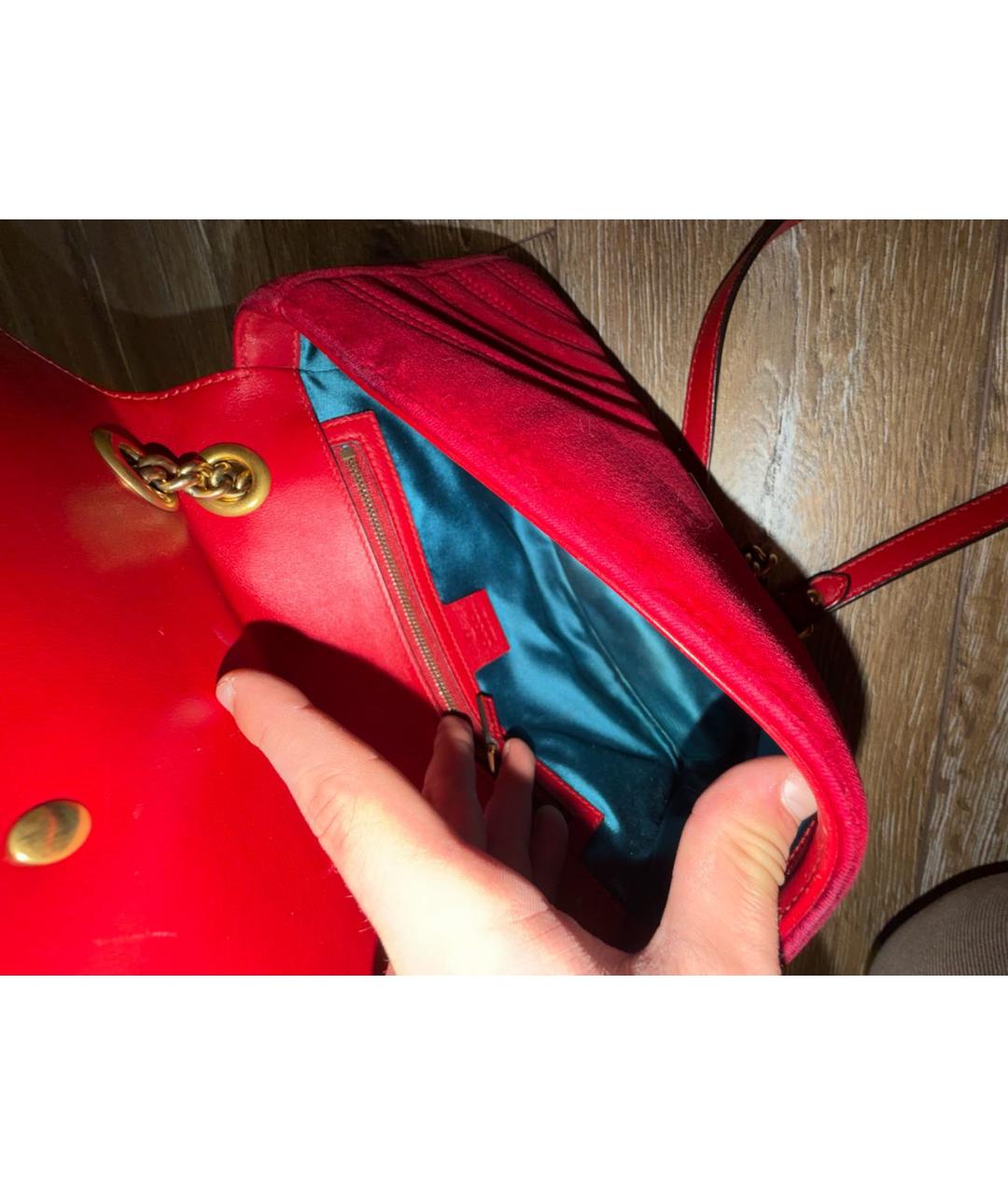 GUCCI Красная бархатная сумка через плечо, фото 4