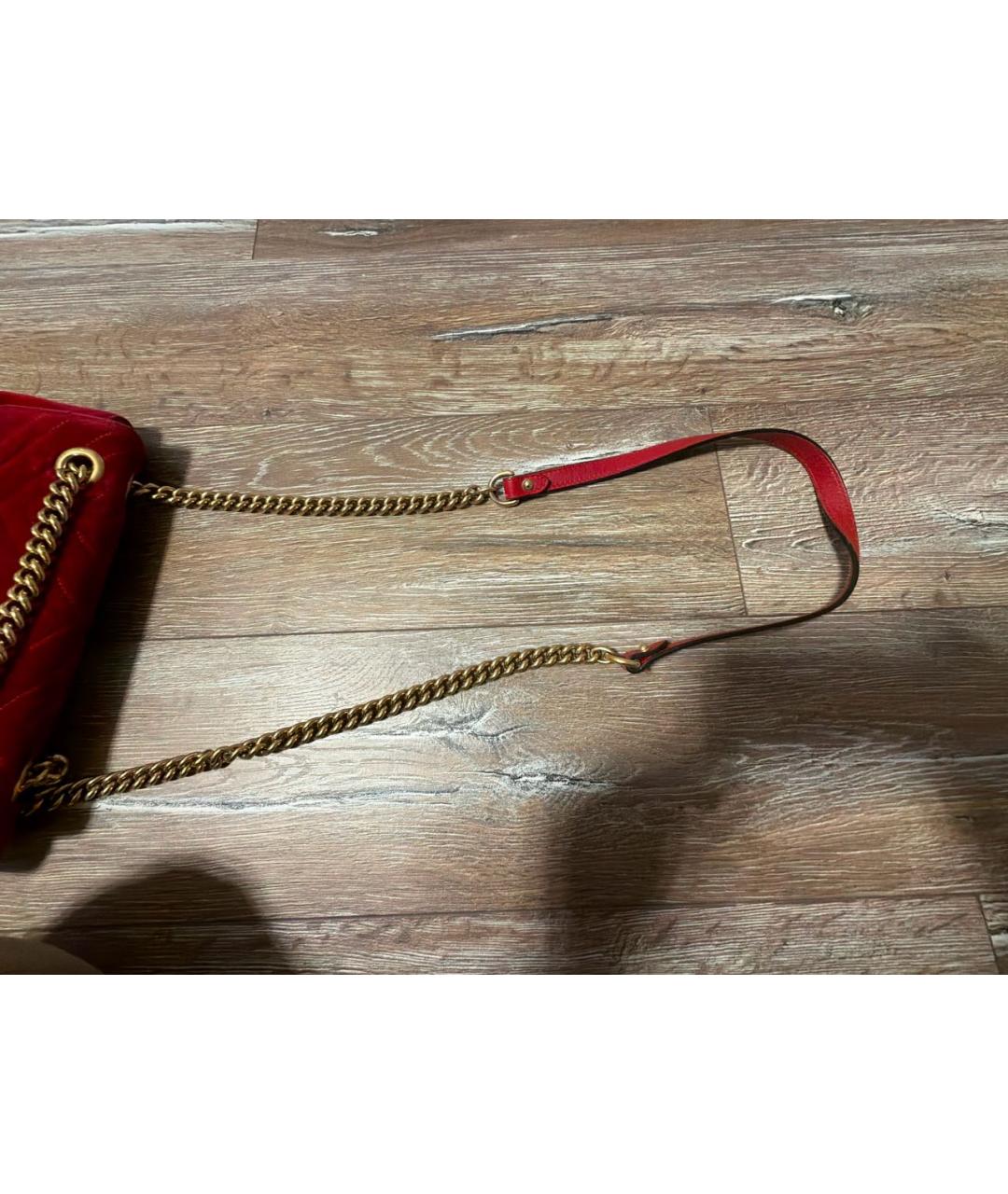 GUCCI Красная бархатная сумка через плечо, фото 6