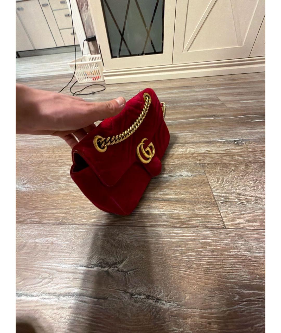 GUCCI Красная бархатная сумка через плечо, фото 2