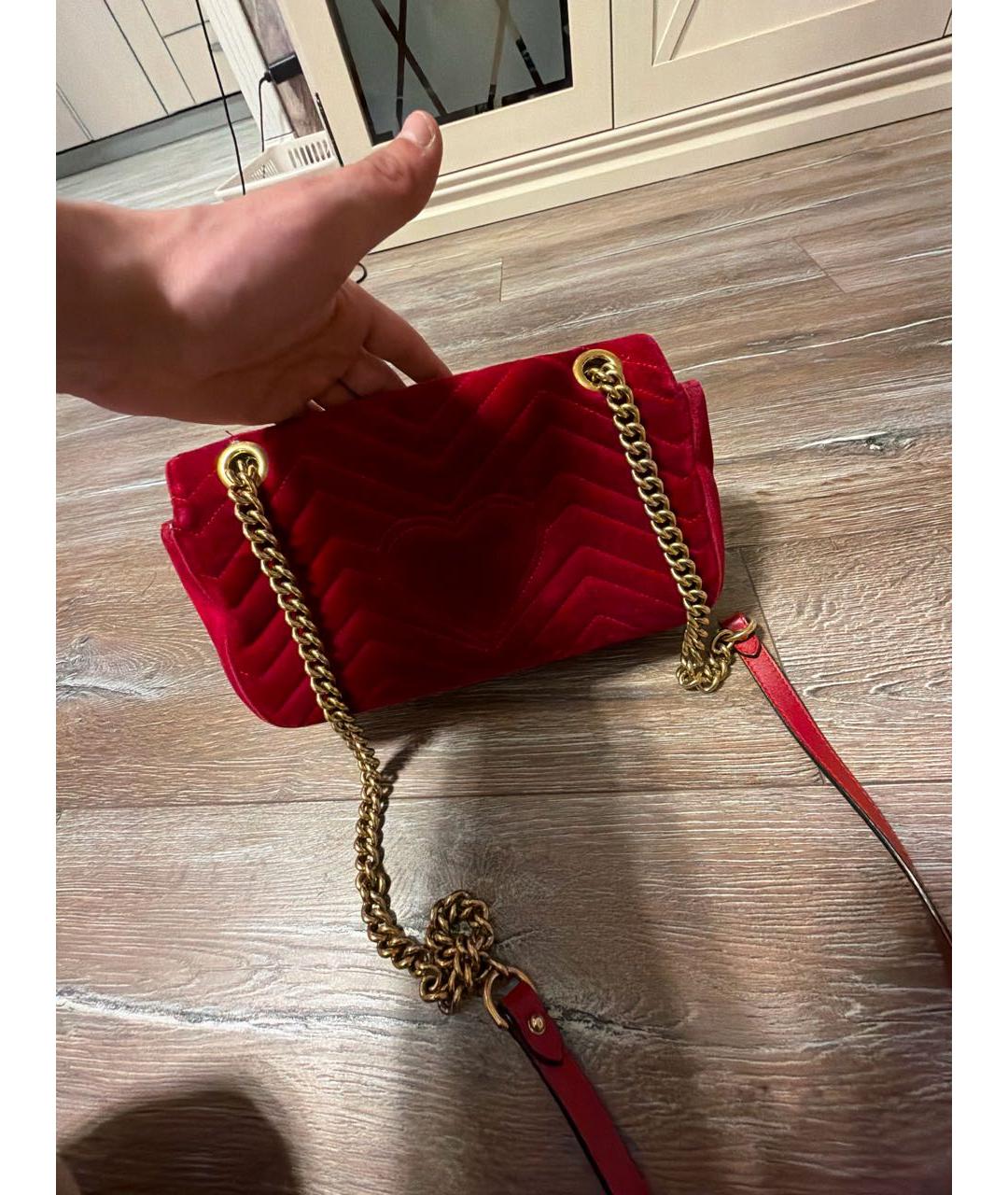 GUCCI Красная бархатная сумка через плечо, фото 3