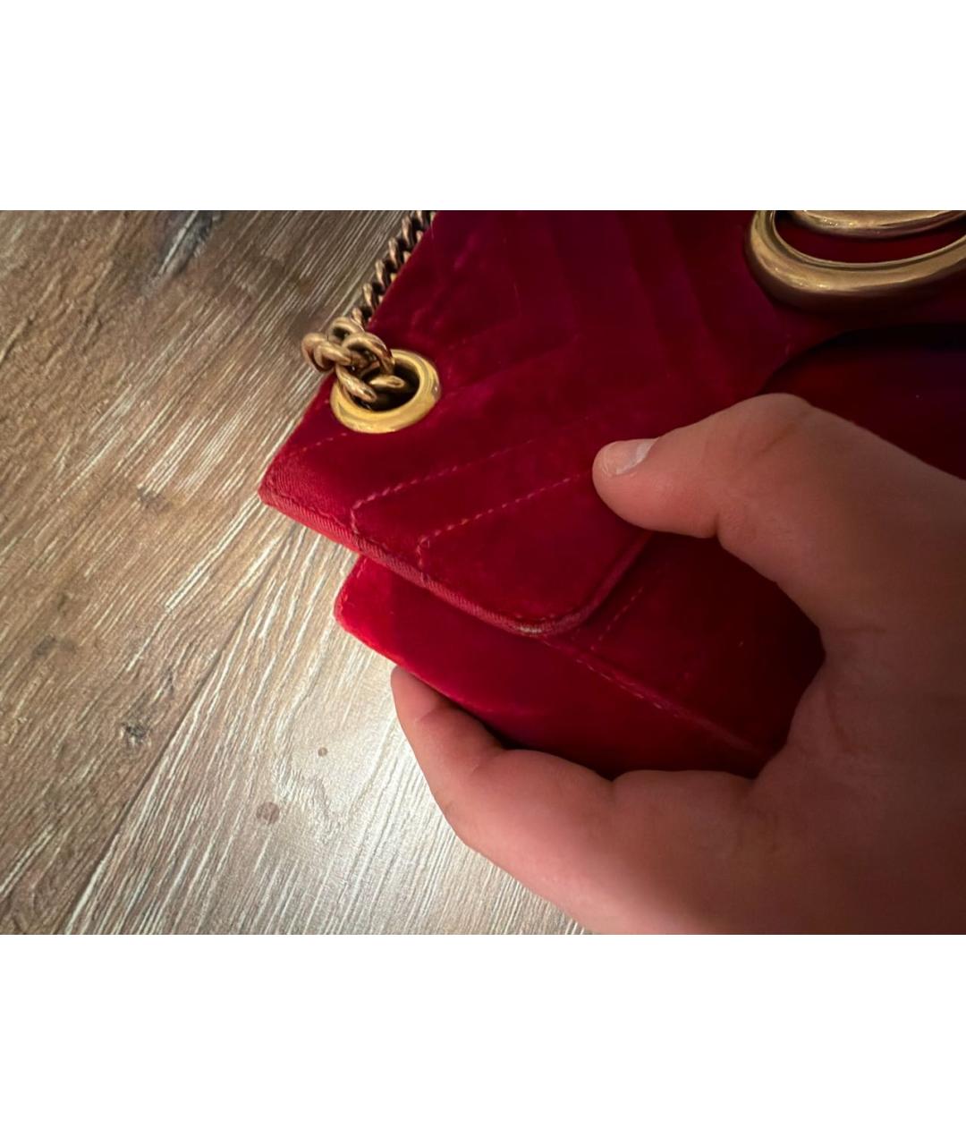 GUCCI Красная бархатная сумка через плечо, фото 5