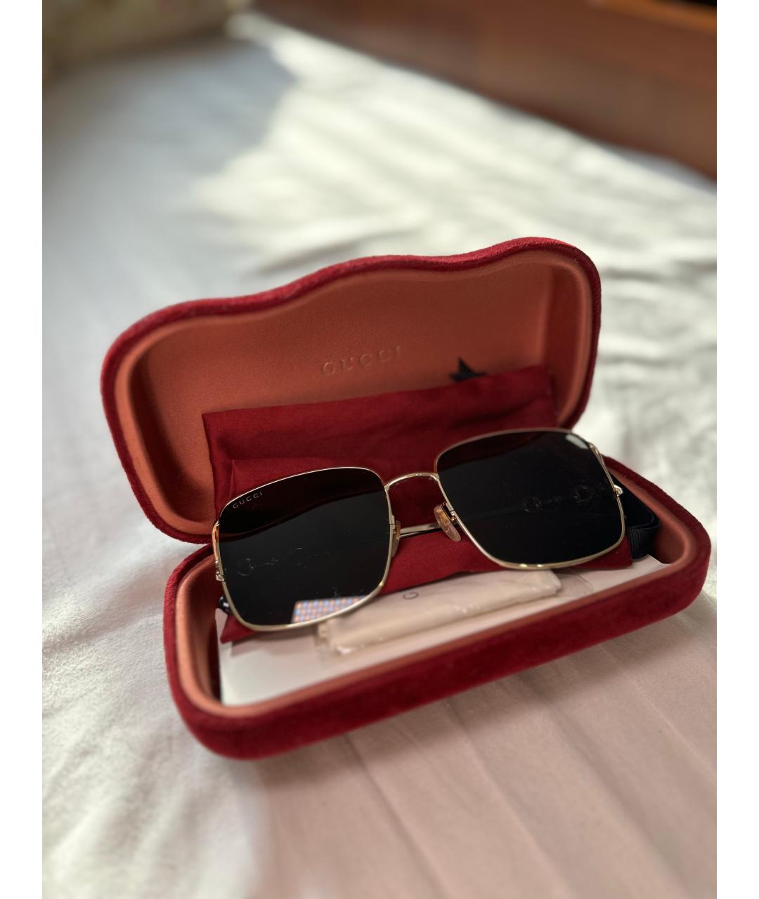 GUCCI Золотые металлические солнцезащитные очки, фото 4